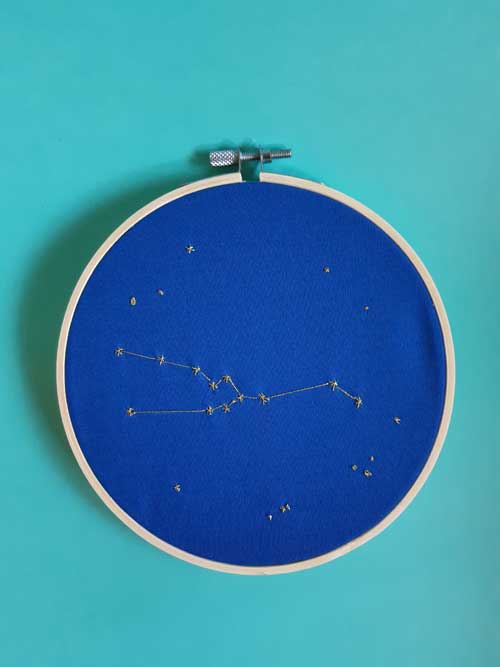 Déco, broderie, constellation, étoiles, signes du zodiaque